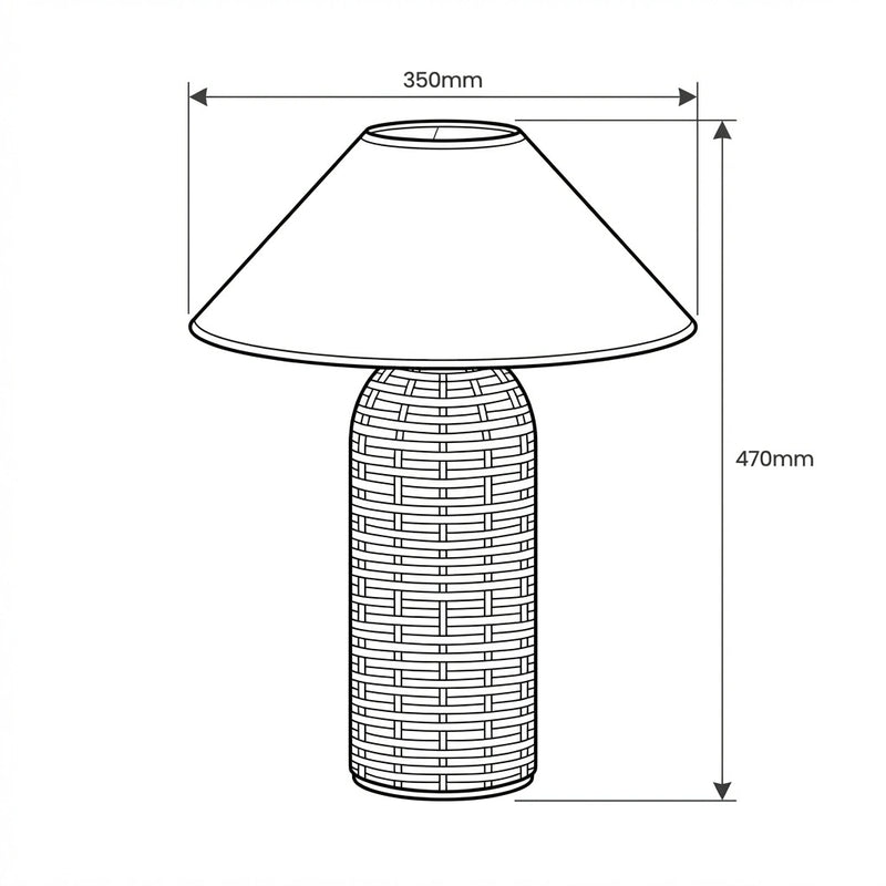 Rowena Table Lamp dimension sketch